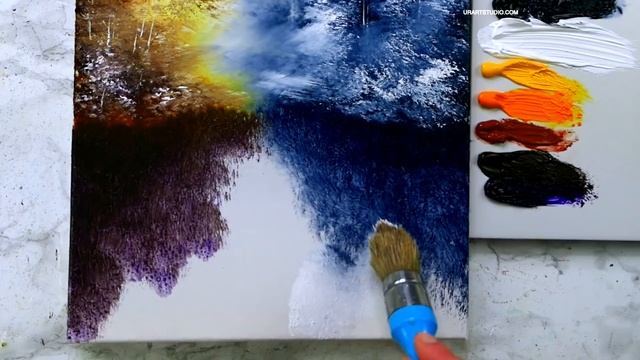 WINTERFALL | Landscape Painting | Oval Brush Technique смотреть онлайн