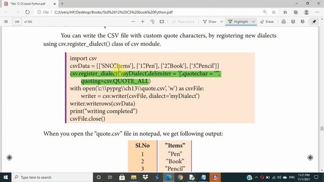 12th Computer Science | Chapter 13 | Python and CSV Files | Part 6 | Explained in tamil смотреть онлайн