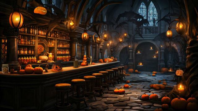 Smooth Jazz Bar 🍷🎃 Halloween Ambience With Piano Jazz Relaxing Music - Cozy Bar Ambience смотреть онлайн