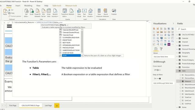 DAX Language - CALCULATETABLE Function In Power BI