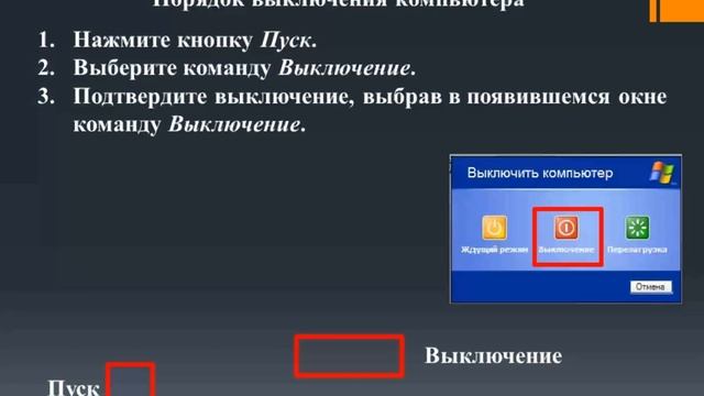Тема 10. Порядок включения и выключения компьютера смотреть онлайн