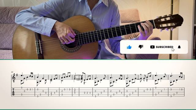 House With Red Roof - Alexandra Voloshina | Classical Guitar | GUITAR TABS/SHEET смотреть онлайн