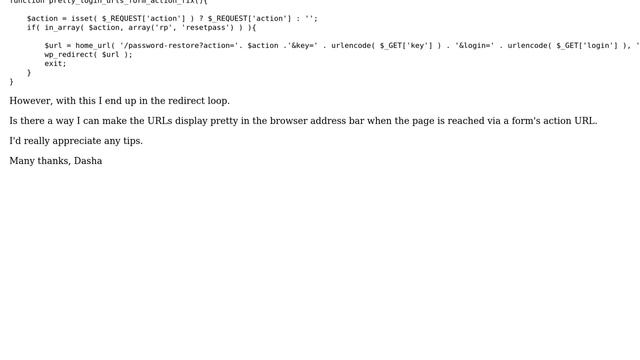 WP Login forms action URLs displayed as pretty URLs in browser (ex with Restore Password) смотреть онлайн