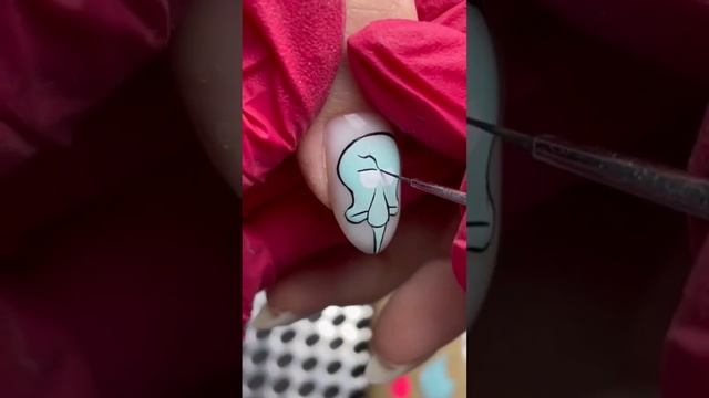 Рисуем Сквидварда из губки Боба на ногтях, идеи дизайнов #маникюр #ногти #ноготочки смотреть онлайн