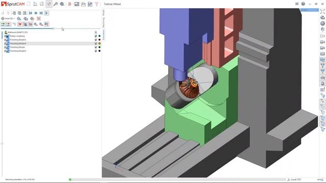 SprutCAM. 5-осевая фрезерная обработка. Изготовление турбинных колес, лопаток, фрезерование каналов смотреть онлайн
