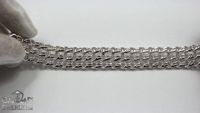 Браслет из серебра мужской на руку, плетение Тройной боковой бисмарк. смотреть онлайн