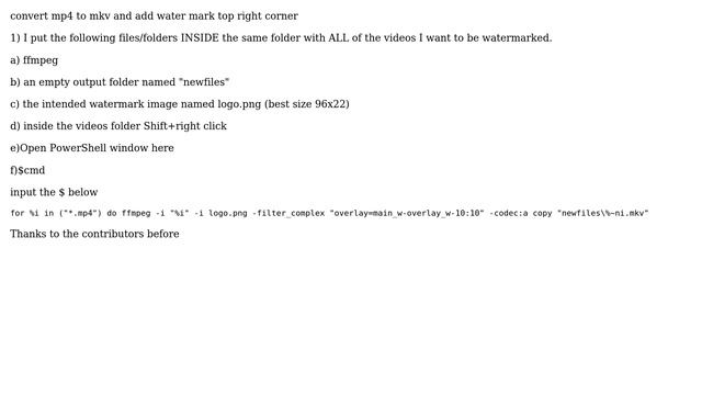 How to watermark all files in folder with ffmpeg? (Windows)? (3 Solutions!!) смотреть онлайн