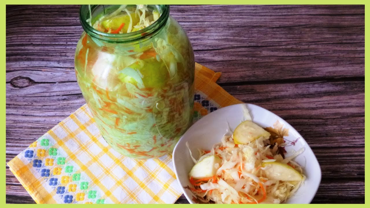 Маринованная капуста с яблоками и медом.mp4 смотреть онлайн