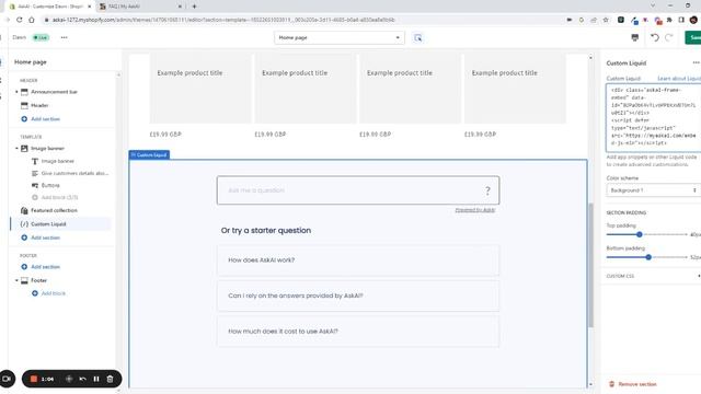 How to add your own AskAI FAQ bot (that uses chatGPT) to your Shopify store without code смотреть онлайн