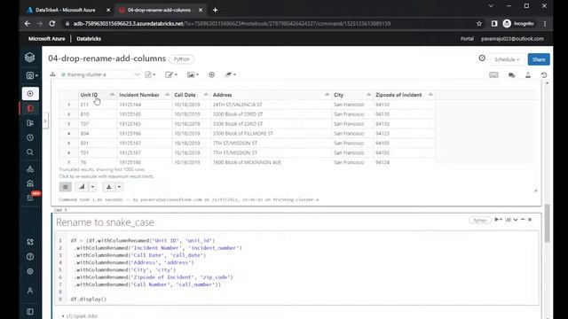 Drop Add and Rename Columns in Spark Databricks смотреть онлайн