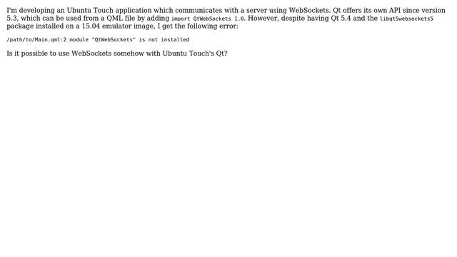 Ubuntu: QtWebSockets not available on Ubuntu Touch смотреть онлайн
