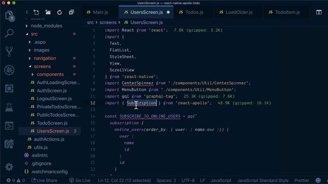 Create subscription and render result | GraphQL React Native Apollo Tutorial (19/22) смотреть онлайн
