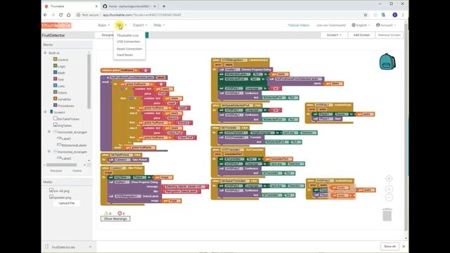 Coding A Fruit Detector With MIT App Inventor AWS AI Services Extension