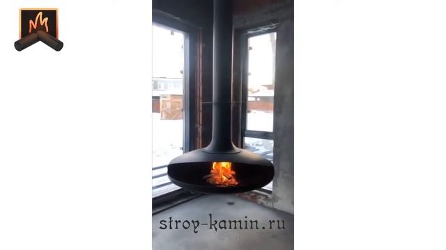Этапы строительства современного загородного дома, монтажа подвесного камина на дровах стиля хайтек смотреть онлайн