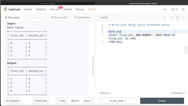 LeetCode Medium 2159 Booking.com “Order 2 Columns Independently" Interview SQL Question Explanation смотреть онлайн