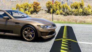 Массовые автокатастрофы с нагромождением полос с шипами #87 – BeamNG Drive)