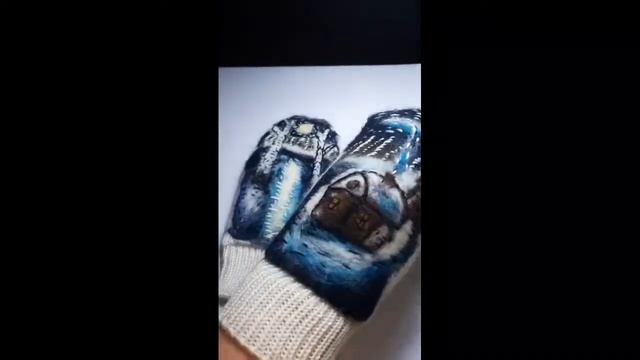 Вязаные варежки с шерстяной акварелью. смотреть онлайн