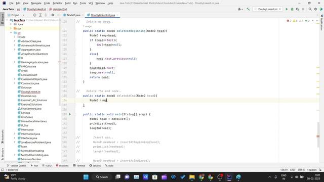 Java Tutorial - Delete at the end of Doubly linked list in Java смотреть онлайн
