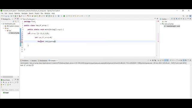 Sum of array program in java смотреть онлайн