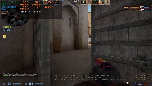 CS:GO : GTX 750 Ti + i9-10900f смотреть онлайн