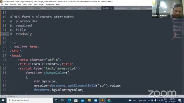 WEB DEVELOPMENT (ATTRIBUTES OF HTML FORM)FOR BCA AKU 1ST(B1+B2) & BSCIT 1ST YEAR, PPU,24-02-22 смотреть онлайн