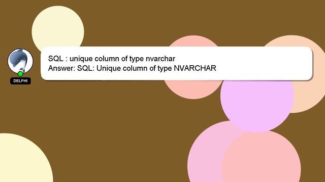 SQL : unique column of type nvarchar смотреть онлайн