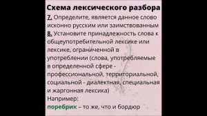 Разбор под цифрой 5. Лексический разбор слова. Работа со словарями. Схема. Образец