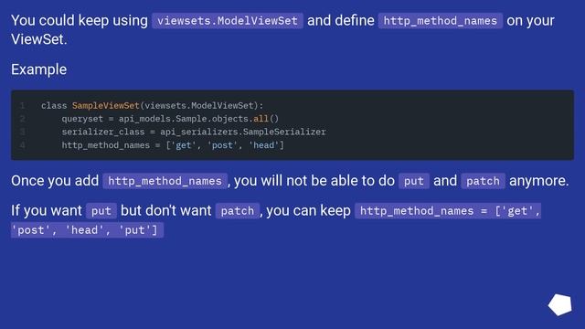 Disable a method in a ViewSet, django-rest-framework смотреть онлайн