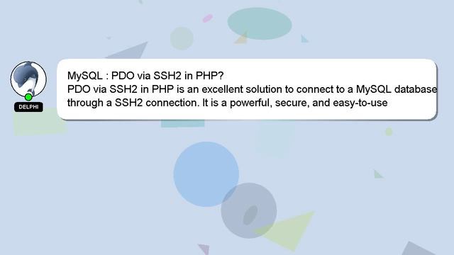 MySQL : PDO via SSH2 in PHP? смотреть онлайн