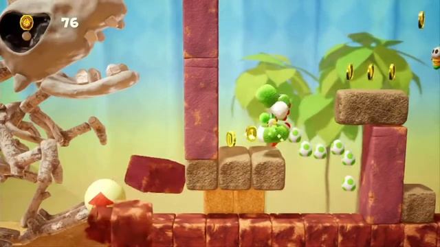 Yoshi's Crafted World: Dino Desert: Skelesaurus Wrecks 100% Run смотреть онлайн