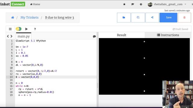 Python Physics Lesson 30: Magnetic Field due to a Long Straight Wire смотреть онлайн