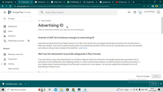 fix Play Store warning You must complete the advertising ID declaration before you can release app смотреть онлайн