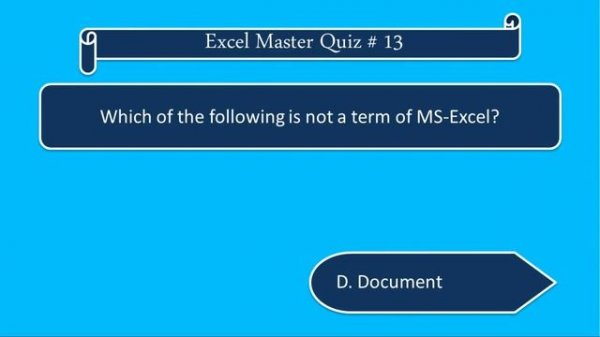 Quiz 13 | Excel Master Quiz | MS Excel Online Quiz | Basic – Intermediate Level