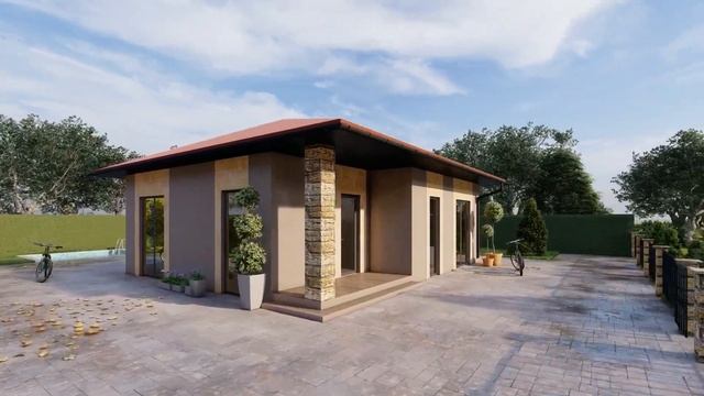 Проект одноэтажного дома 88,5 кв.м. без террасы для посёлка Винная деревня в Тамани смотреть онлайн