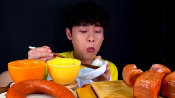 ASMR 따뜻한 흰쌀밥에 뽀드득 킬바사소세지 밥도둑 통스팸 치즈 불닭 찍먹방_! Rice With Kielbasa Sausage Spam Che