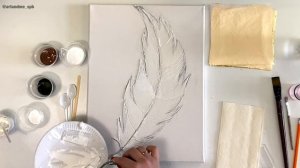 ЗОЛОТОЕ ПЕРО поталью и текстурной пастой. Бесплатный видео урок по интерьерной живописи.