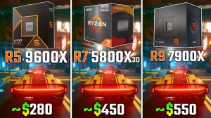Ryzen 9 9600X и Ryzen 7 5800X3D и Ryzen 7 7900X - Сравнительное тестирование в 6 играх | 2160p (4K)