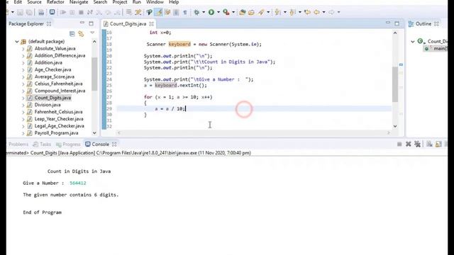 Count Digits in Java смотреть онлайн