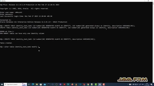ORA-30674: identity column cannot have a default value - Oracle Database 12c Error Messages смотреть онлайн