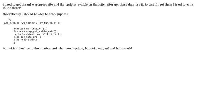 Wordpress: Get site url and updates data, then use them смотреть онлайн