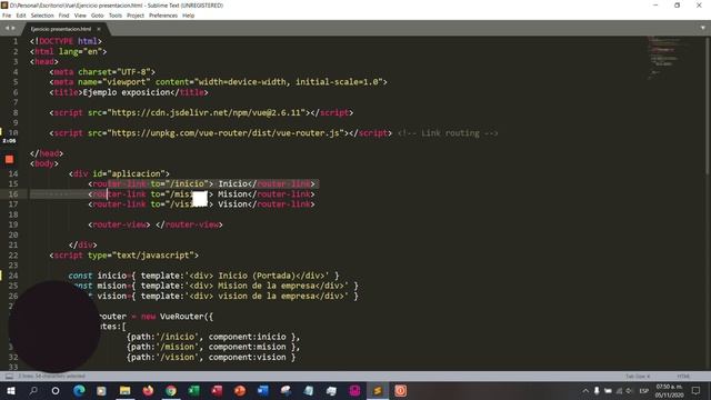 Presentacion de ejercicio de Vue JS Enrutamiento de una manera sencilla смотреть онлайн
