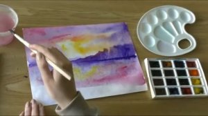 Рисование по мокрому листу ПЕЙЗАЖ