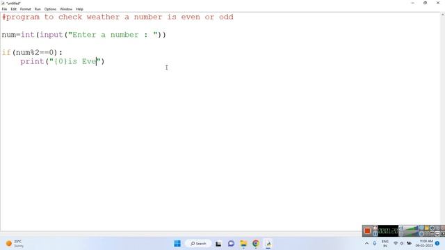 Python Program to check weather a number is even or odd in Python using IDLE смотреть онлайн