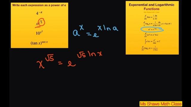 Write each expression as a power of e. (tan x)^ sec x, 10^(x^2), x^(sqrt 5), 4^(-pi) смотреть онлайн