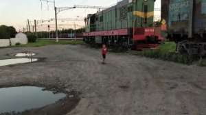 Вокзал станицы Брюховецкая. Железная дорога. Поезда.