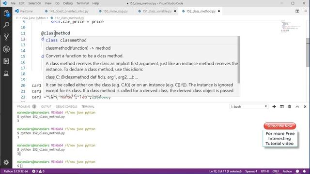 #152 what is Class method in OOP // Complete Python tutorial(2020) смотреть онлайн
