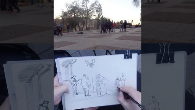 Вечерние песни бабра Городская зарисовка Реальное рисование времени UrbanSketching Без комментариев