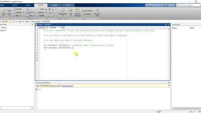 plot tan(x) using matlab смотреть онлайн