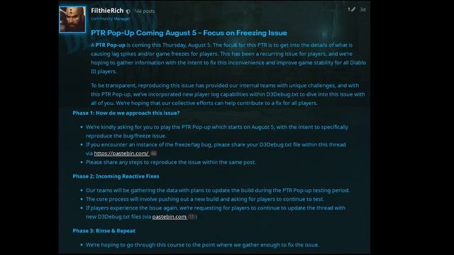 Diablo 3: Массовые ошибки, зависания игры и запуск PTR сервера смотреть онлайн