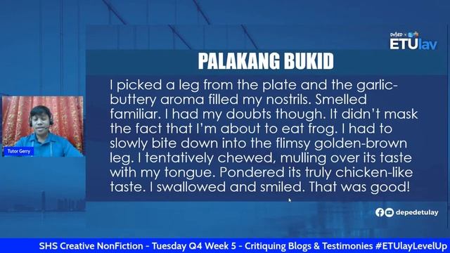 Critiquing Blogs and Testimonies || Creative Nonfiction || SHS Quarter 4 Week 5 смотреть онлайн